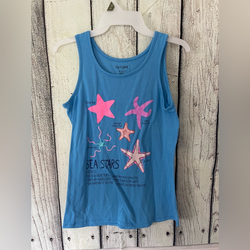 Blue Tank Top with Starfish Design